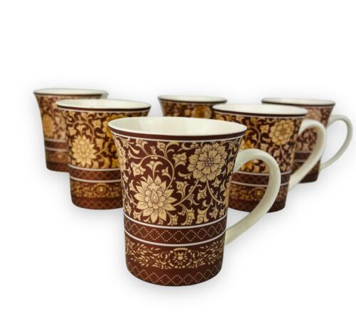 6er Set Dickwandige Kaffeetassen aus Porzellan für 6 Personen Mäander 300.Ml NEU