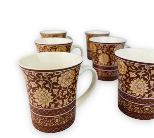 6er Set Dickwandige Kaffeetassen aus Porzellan für 6 Personen Mäander 300.Ml NEU