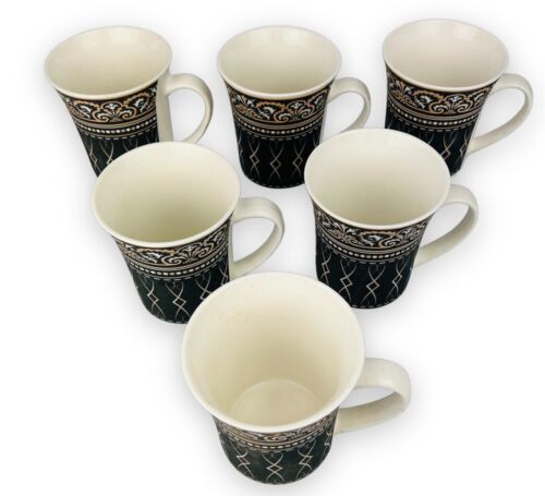 6er Set Dickwandige Kaffeetassen aus Porzellan für 6 Personen Mäander 300.Ml NEU