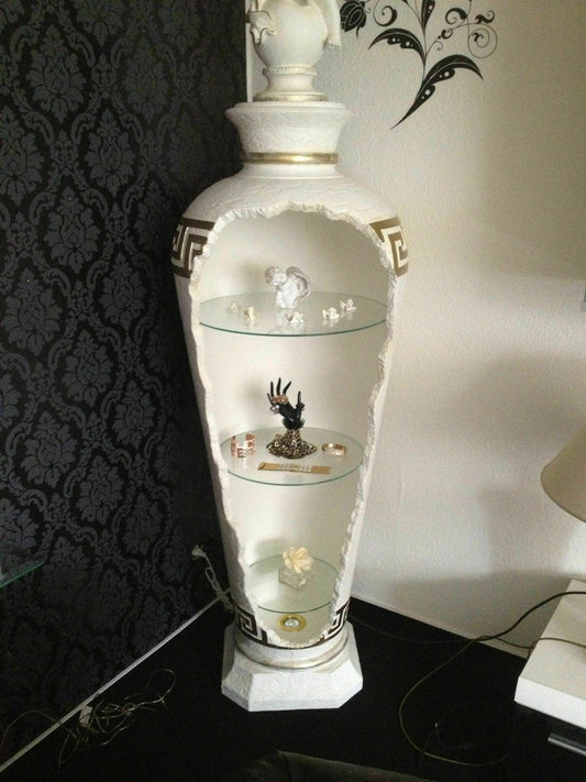 Barvitrine Vitrine im Barockstil Antik Mäander Beleuchtet Retro 155.cm