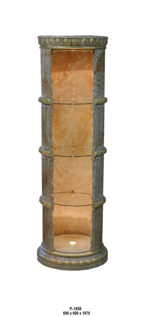 Barvitrine Vitrine im Barockstil Antik Mäander Beleuchtet Retro 190 cm