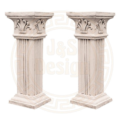 Spar-Set 2x Griechischer Sockel Steinsäule Blumensäule Blumenständer Säule Gartensäule Sockelsäule
