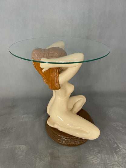 Figurentisch im Frauen Design Beistelltisch, Couchtisch, Glastisch Antik Stil