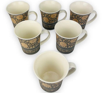 6er Set Dickwandige Kaffeetassen aus Porzellan für 6 Personen Mäander 300.Ml NEU