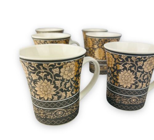6er Set Dickwandige Kaffeetassen aus Porzellan für 6 Personen Mäander 300.Ml NEU