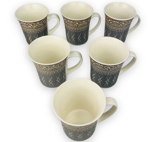 6er Set Dickwandige Kaffeetassen aus Porzellan für 6 Personen Mäander 300.Ml NEU
