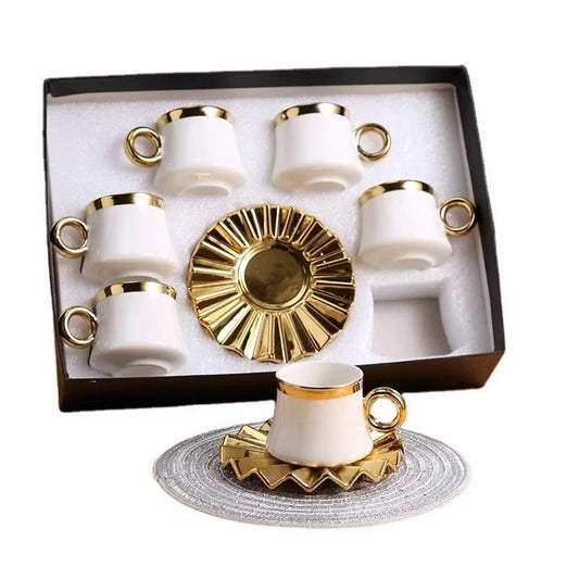 Mäander Luxus Gold Espressotassen 12 TLG für 6 Personen Tassen + Untertassen 75ML