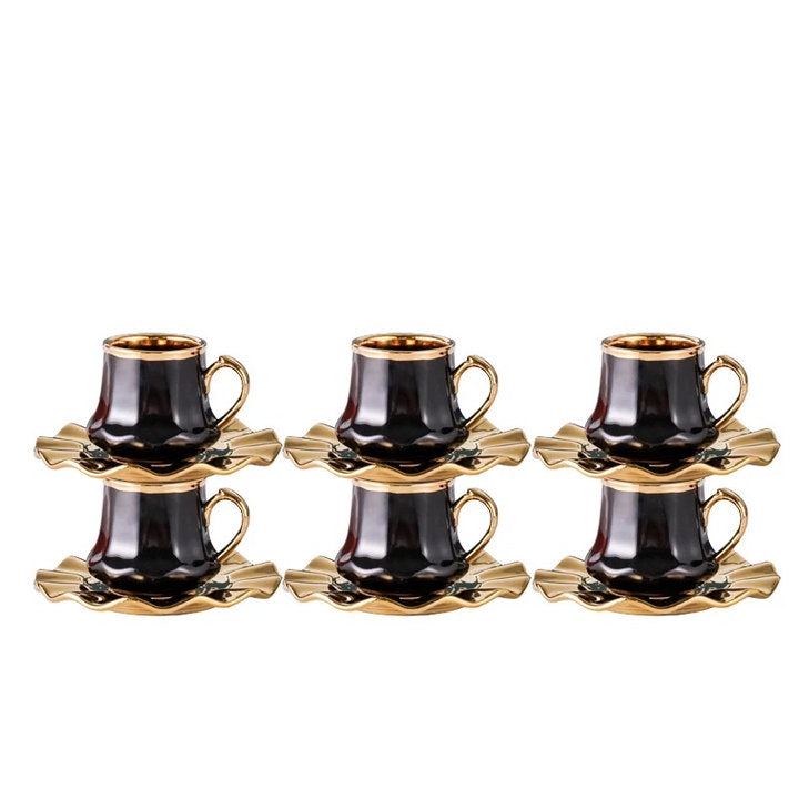 Mäander Luxus Gold Espressotassen 12 TLG für 6 Personen Tassen + Untertassen 75ML