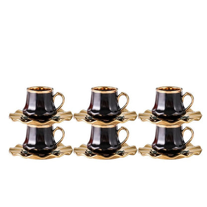 Mäander Luxus Gold Espressotassen 12 TLG für 6 Personen Tassen + Untertassen 75ML