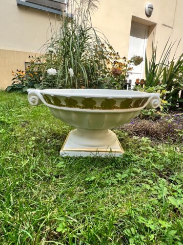 Blumenkübel Antik Blumenvase Weiß-Gold Handbemalt Retro Stil Barockvase NEU