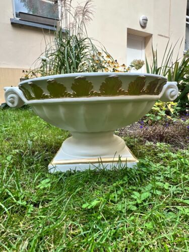 Blumenkübel Antik Blumenvase Weiß-Gold Handbemalt Retro Stil Barockvase NEU