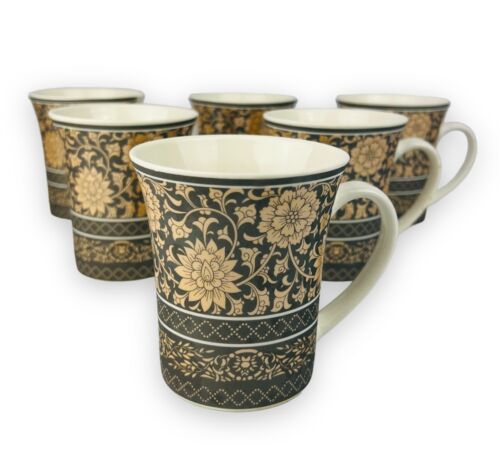 6er Set Dickwandige Kaffeetassen aus Porzellan für 6 Personen Mäander 300.Ml NEU