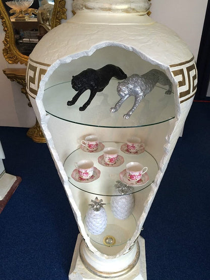 LUISA Mäander Barvitrine, Vitrine barock im Antik Stil Edel 175 cm