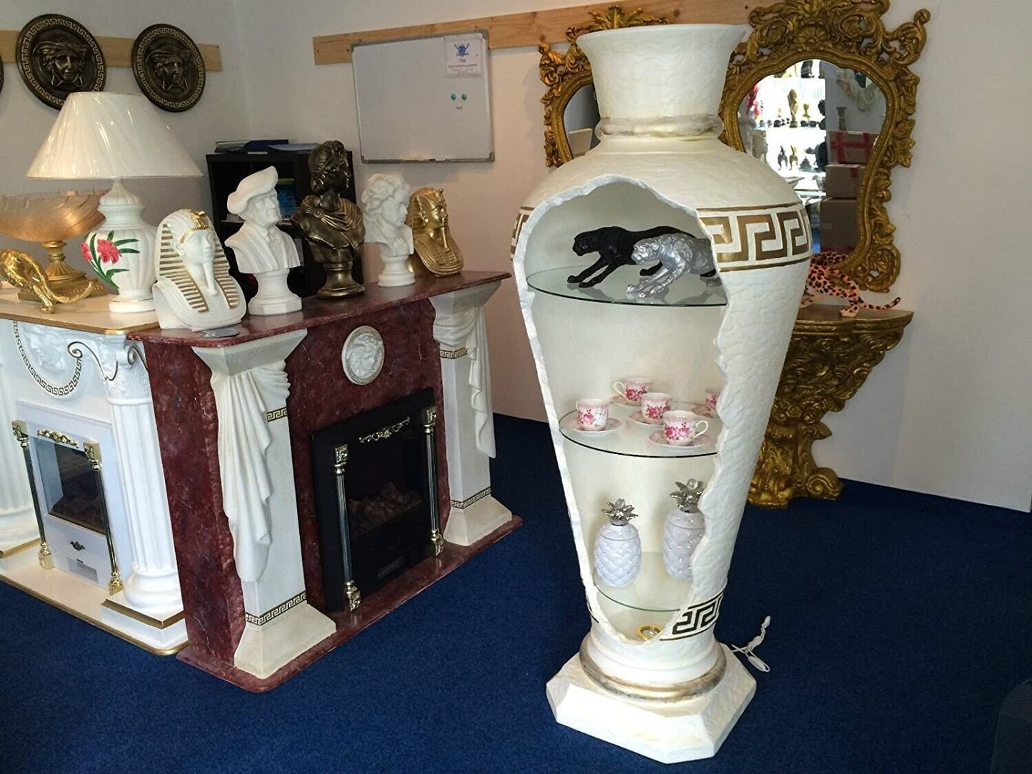 LUISA Mäander Barvitrine, Vitrine barock im Antik Stil Edel 175 cm