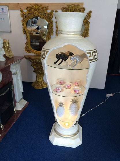 LUISA Mäander Barvitrine, Vitrine barock im Antik Stil Edel 175 cm