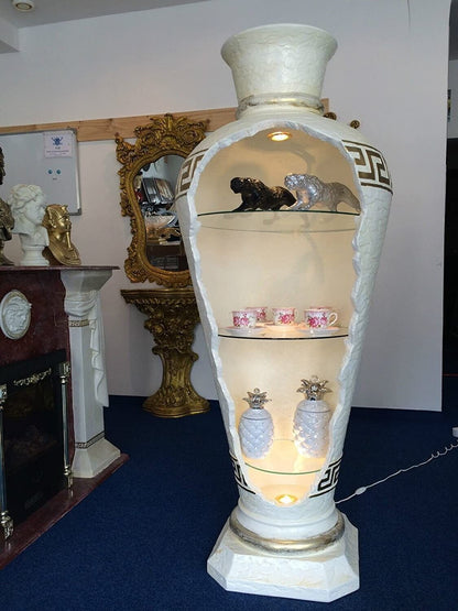 LUISA Mäander Barvitrine, Vitrine barock im Antik Stil Edel 175 cm